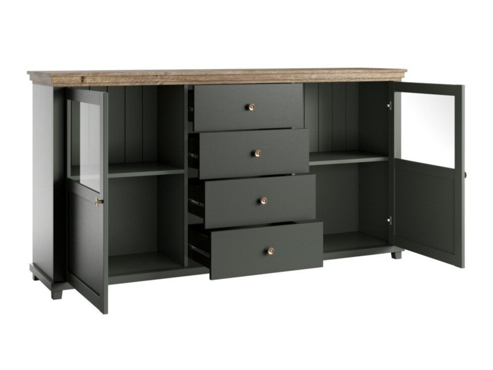 Kомод Tolnue 103 (Темно-зеленый + Дуб лефкас)