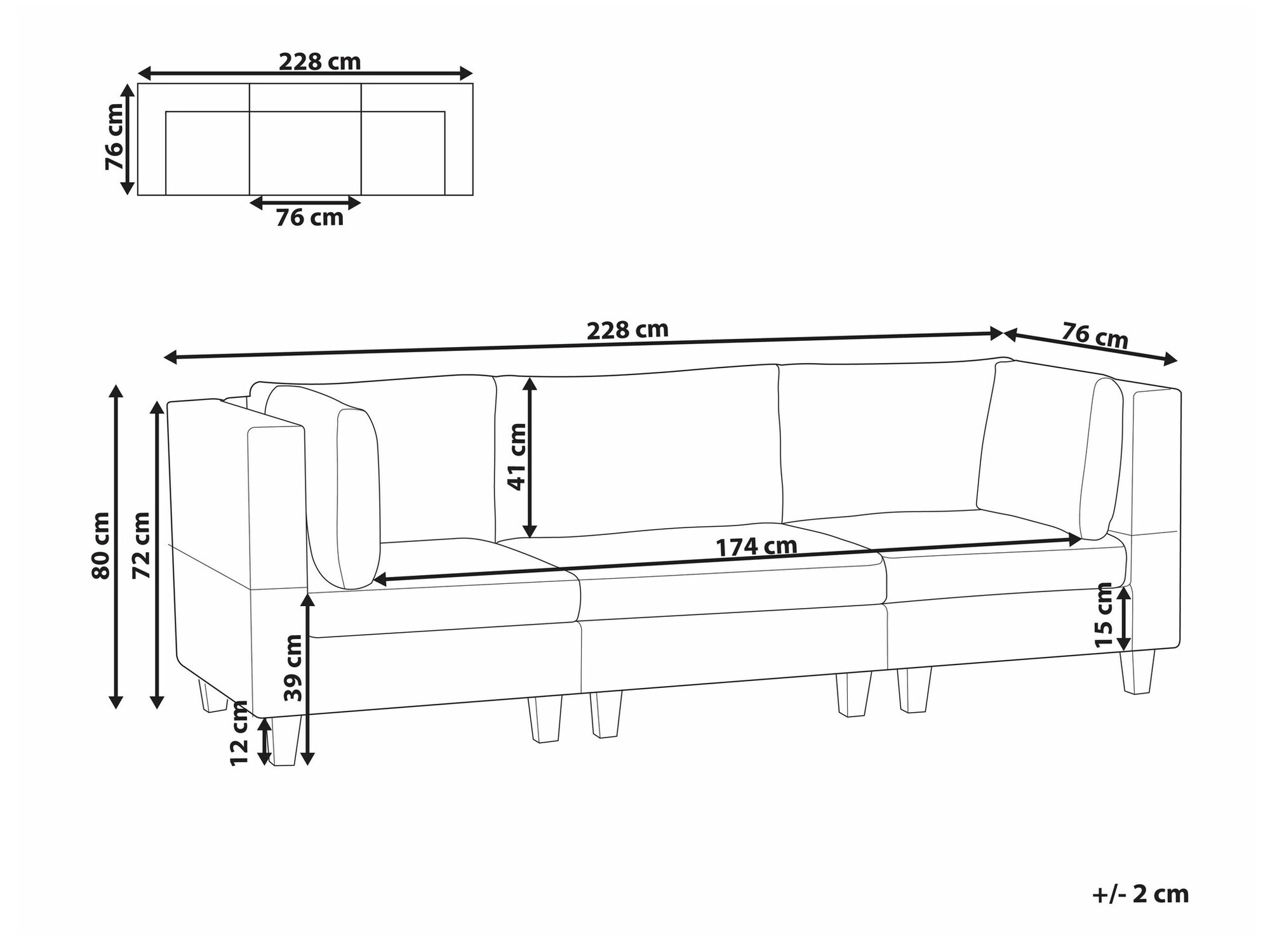 Модульный диван Elbmeli 100 (Чёрный)