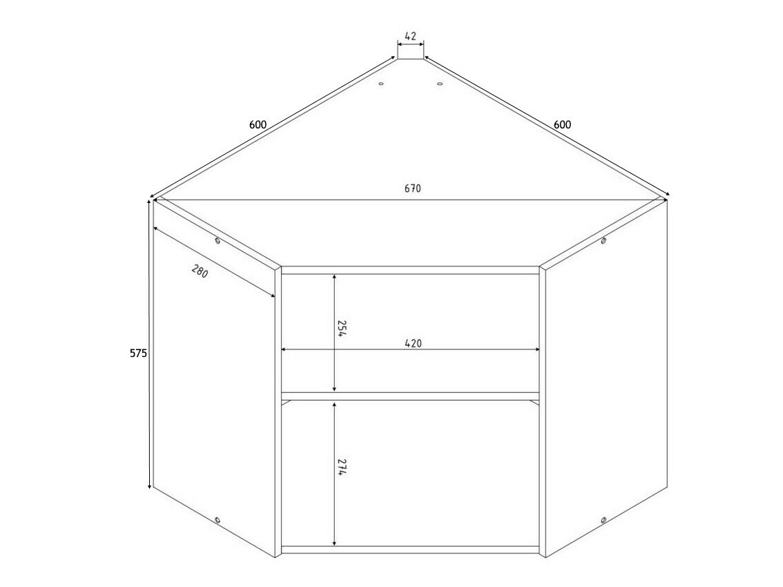 Модульный настенный угловой шкафчик Eli 106