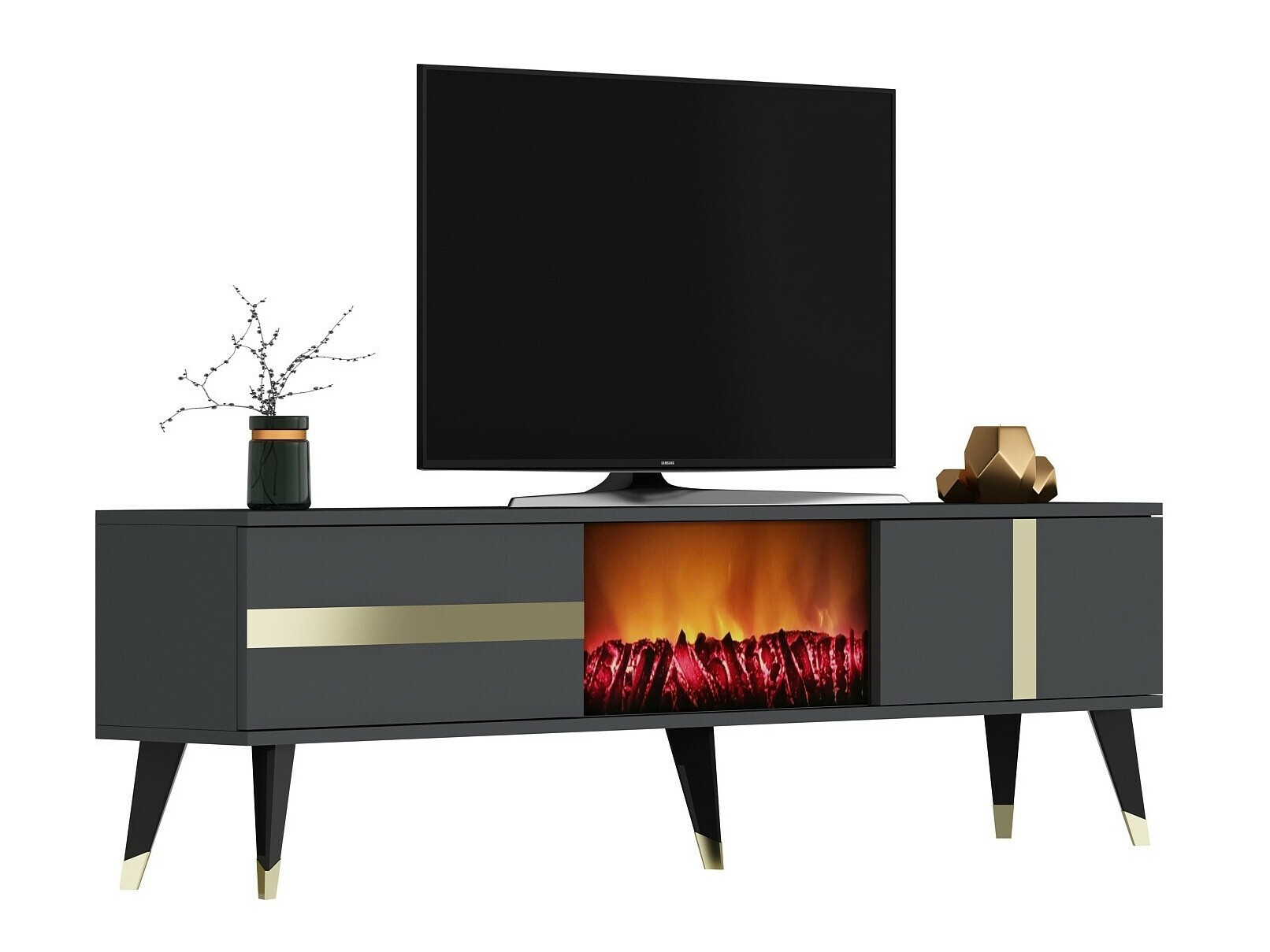 ТВ тумба Kailua 1993 (Антрацит + Золотой)