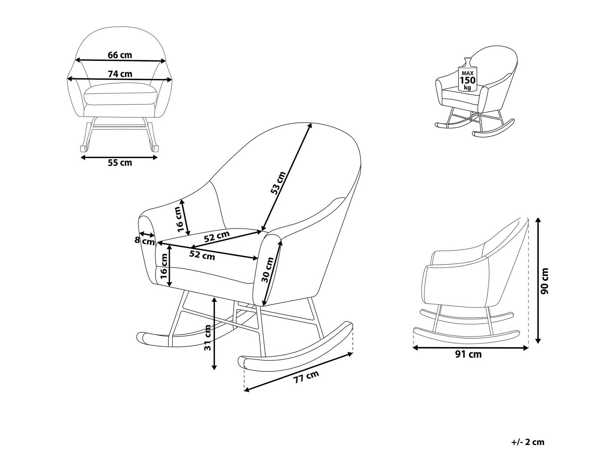 Кресло-качалка Berwyn 1216 (Светло-серый)