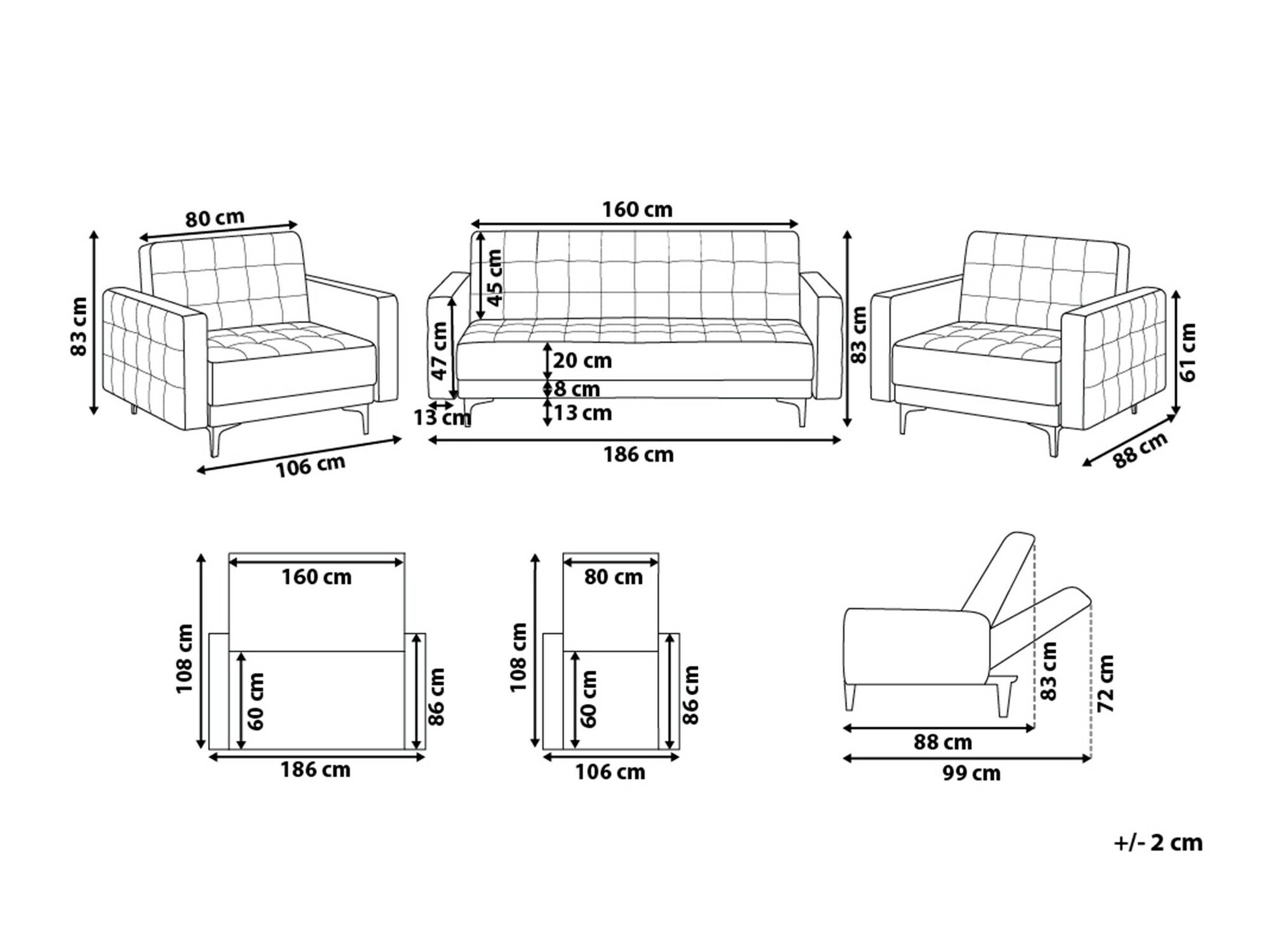 Mīksto mēbeļu komplekts Felvena 113 (Melns)