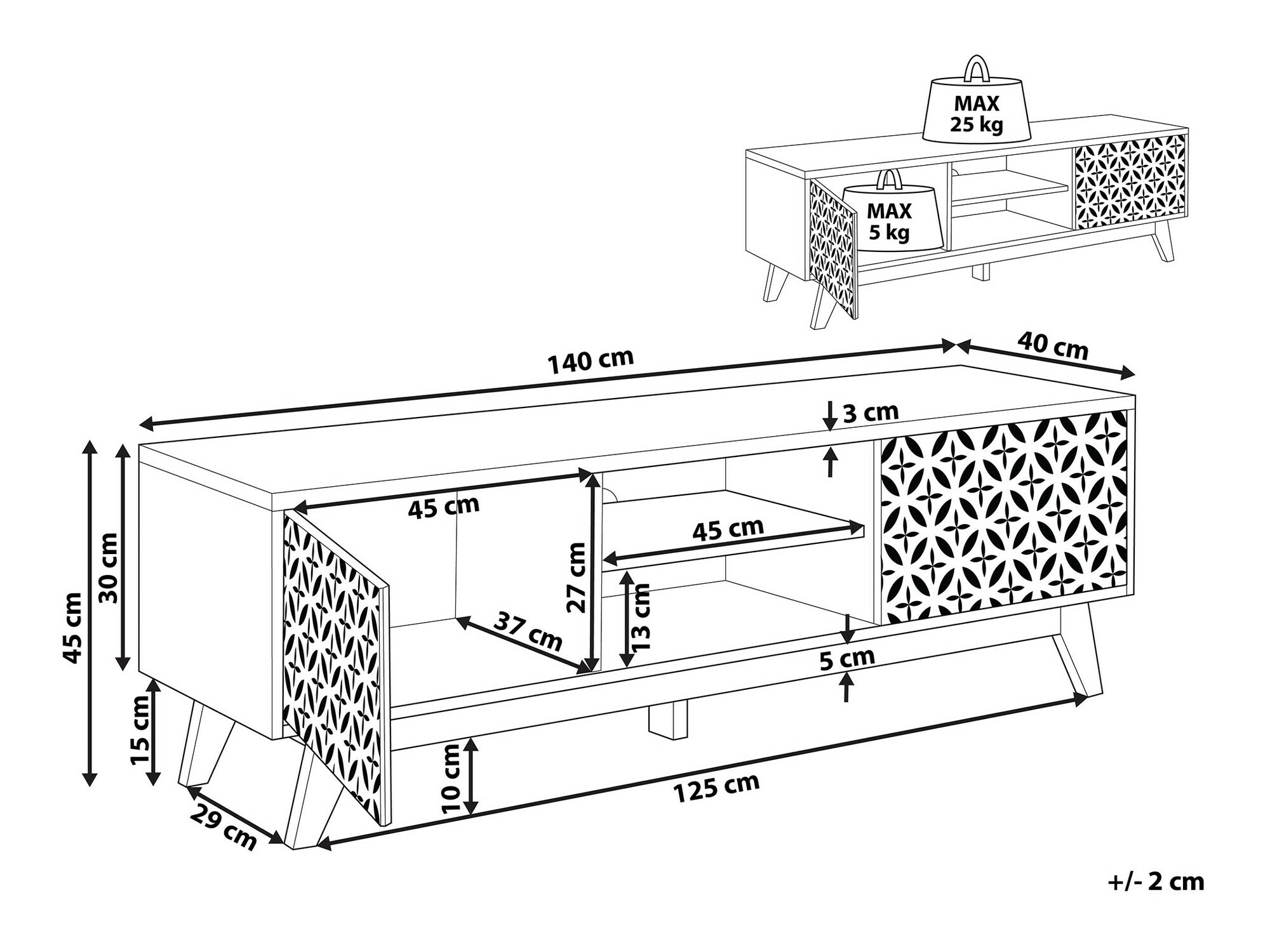 ТВ тумба Berwyn 1146 (Темное дерево + Чёрный)