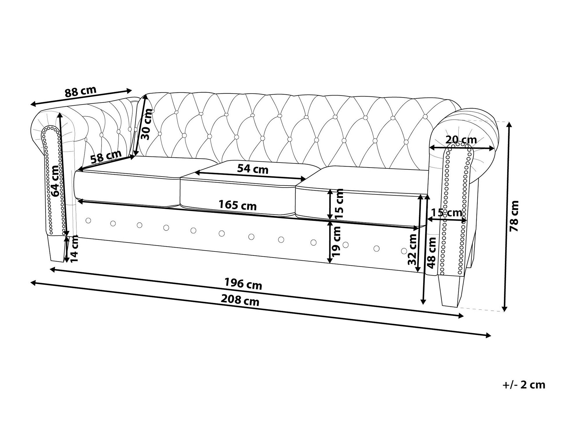 Chesterfield dīvāns Cirdoro 114