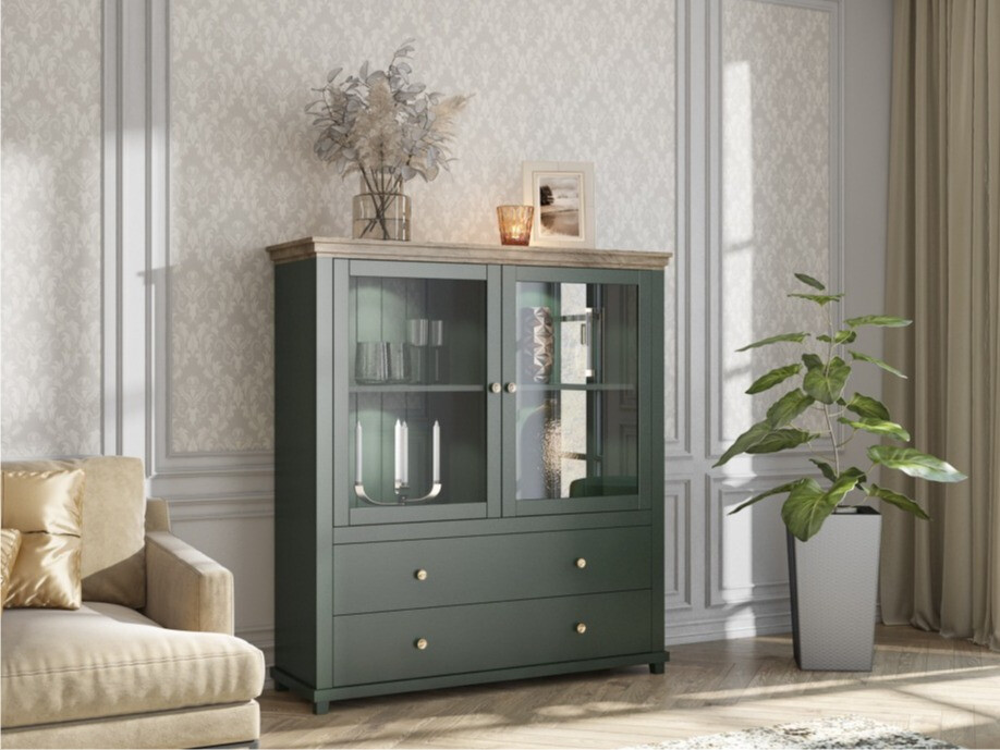 Kомод Tolnue 105 (Темно-зеленый + Дуб лефкас)