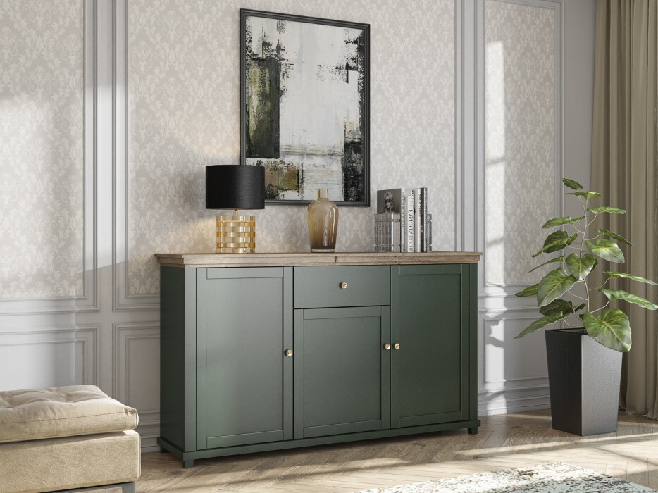 Kомод Tolnue 106 (Темно-зеленый + Дуб лефкас)