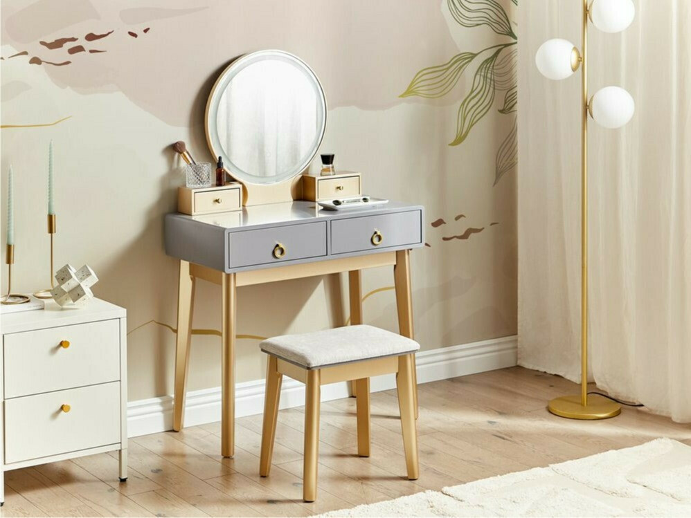 Макияжный столик Berwyn 830 (Серый + Золотой)