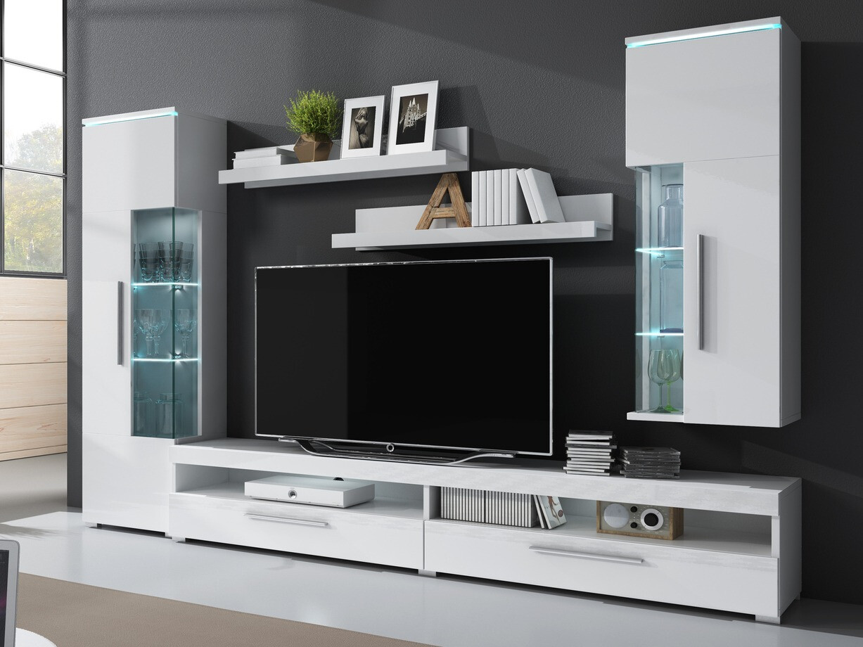 Viesistabas komplekts Torvire 108 (Balts + Glancēts balts)