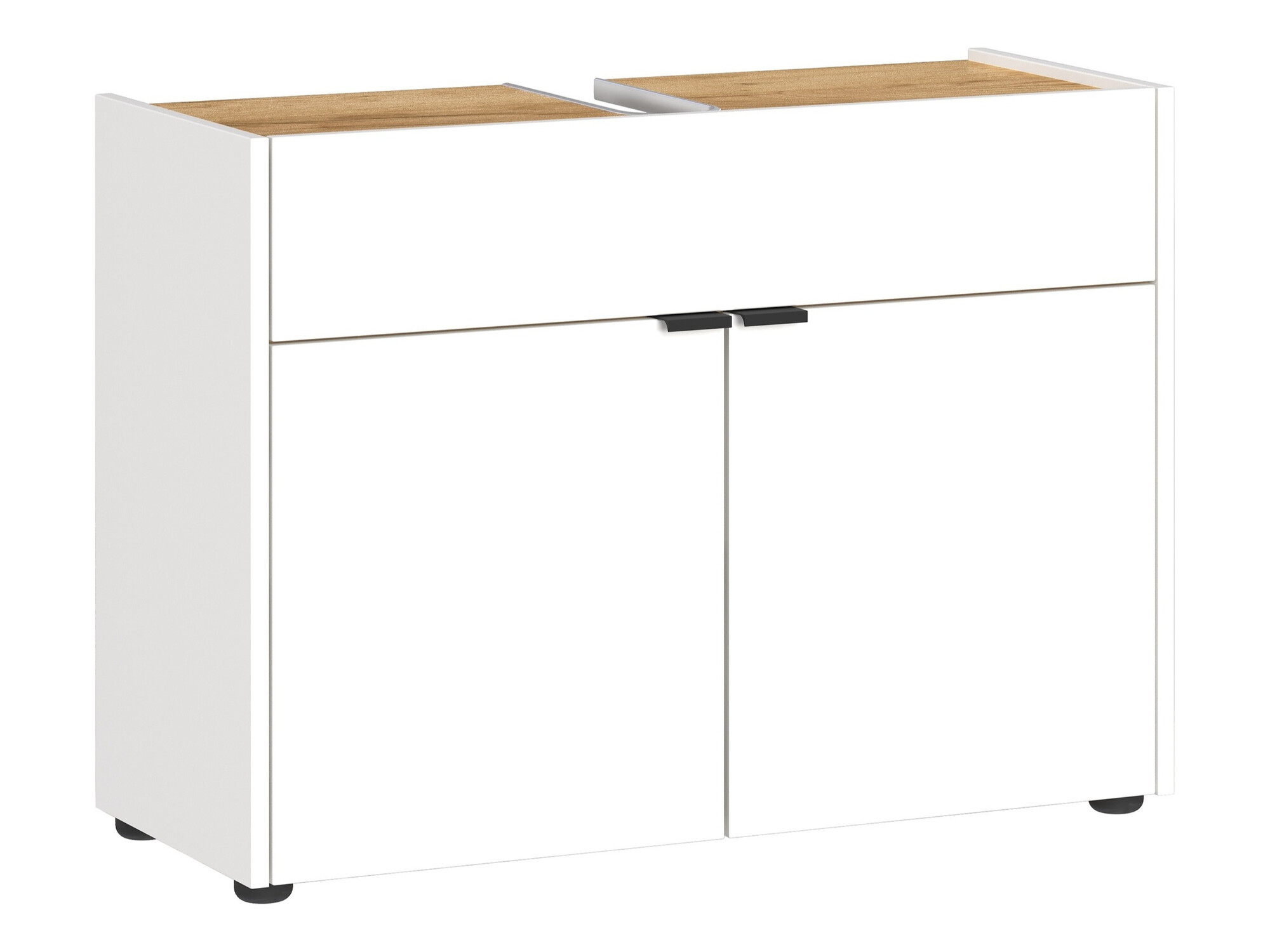 Stāvošs vannas istabas skapītis izlietnei Ventei 100 (Balts + Navarra ozols)