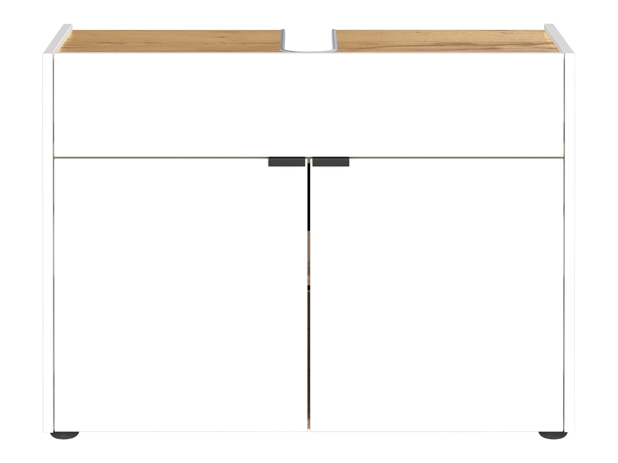 Stāvošs vannas istabas skapītis izlietnei Ventei 100 (Balts + Navarra ozols)