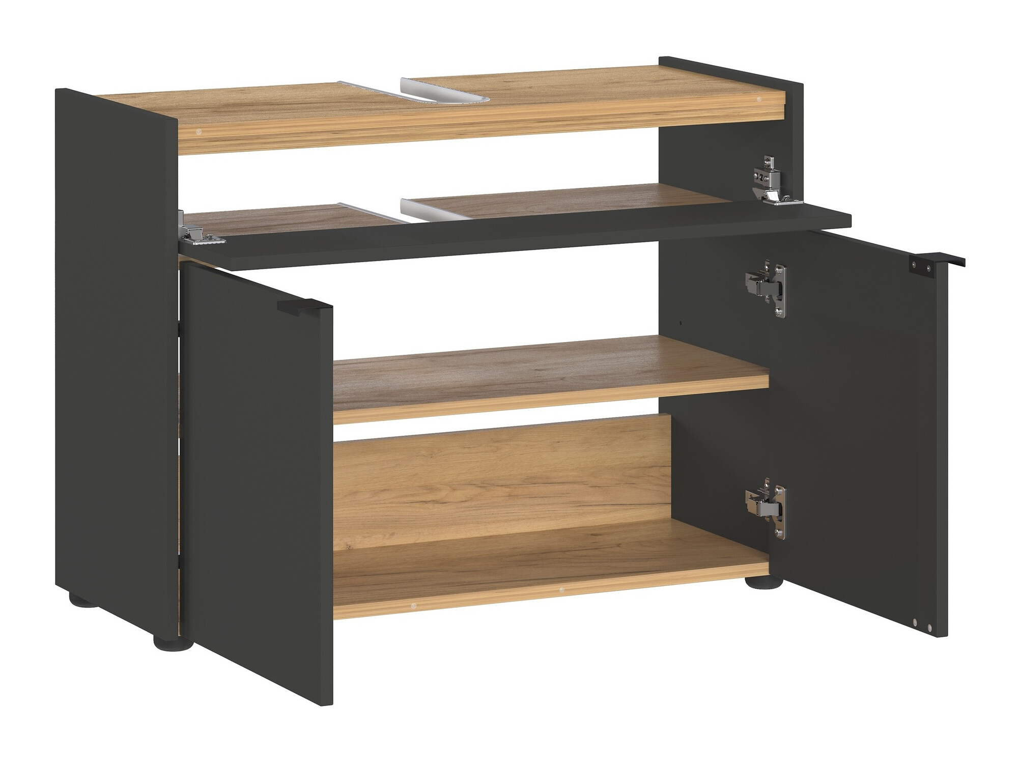 Stāvošs vannas istabas skapītis izlietnei Ventei 100 (Grafīts + Navarra ozols)