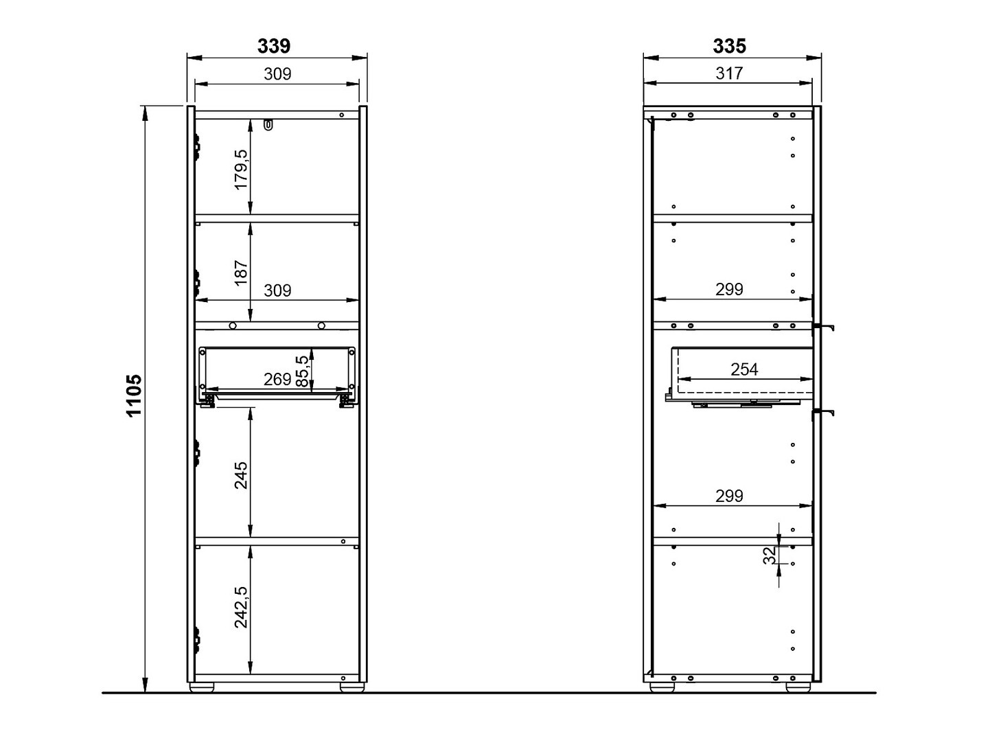 Stāvošs vannas skapītis Ventei 101 (Grafīts + Navarra ozols)