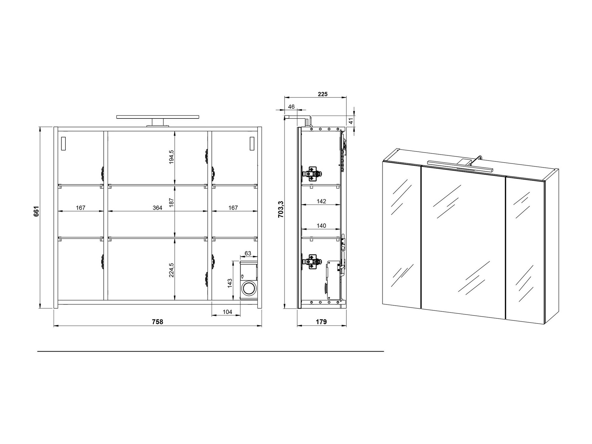 Vannas komplekts Ventei 104 (Grafīts + Navarra ozols)