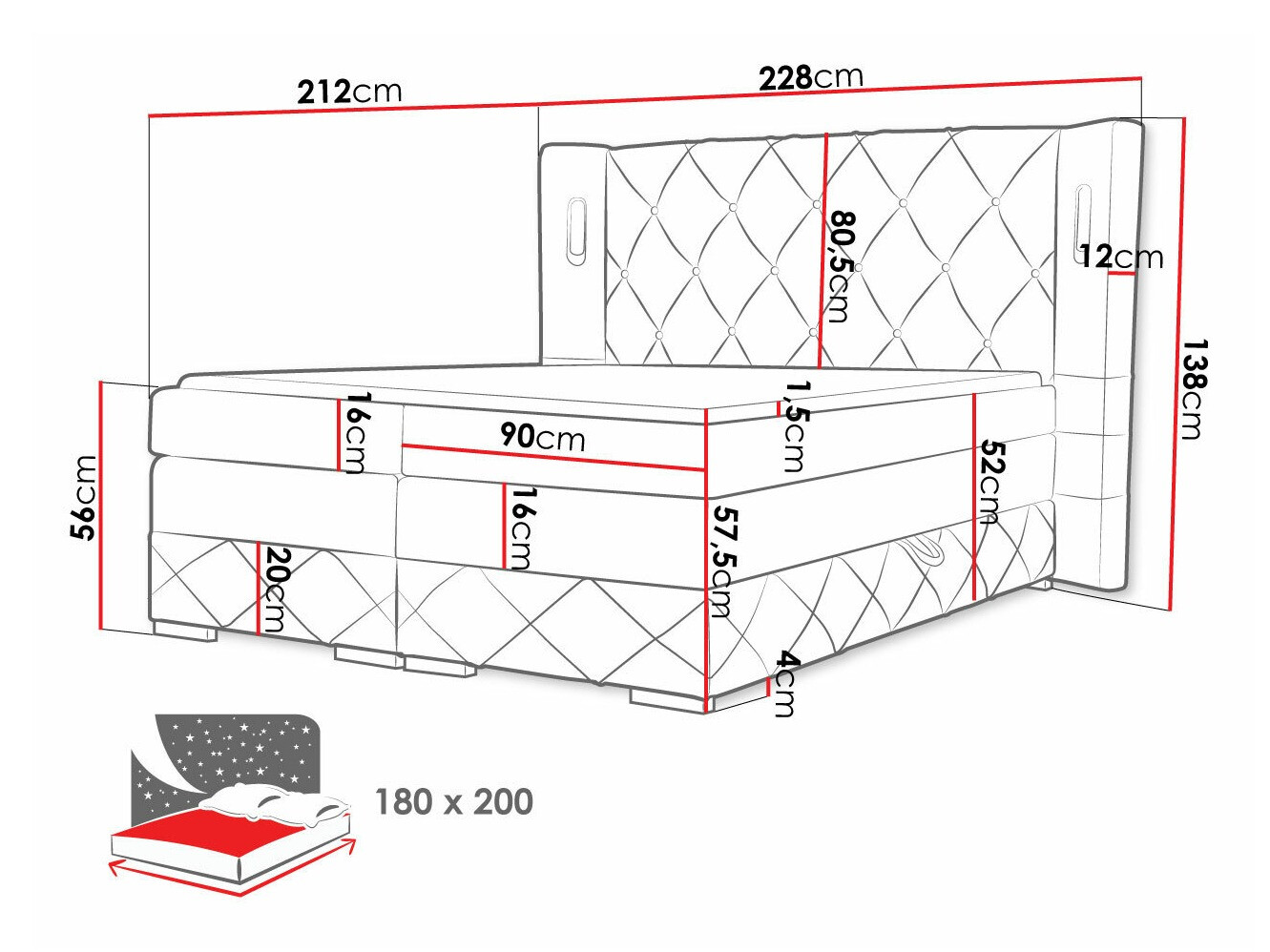 Kontinentālā gulta Baltimore 187 (Kameleon 48)