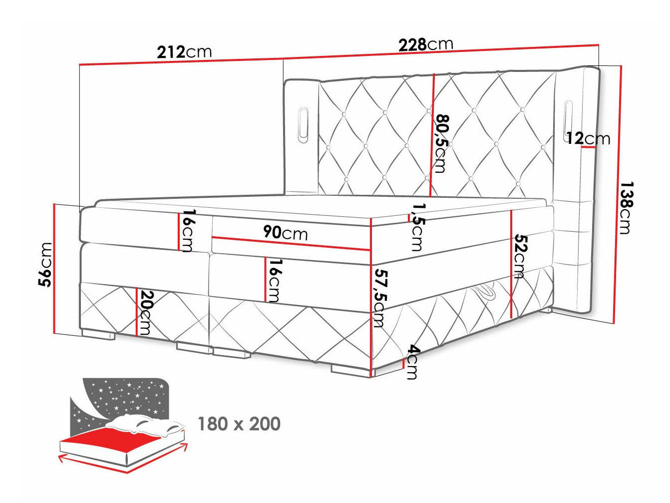 Kontinentālā gulta Baltimore 187 (Kameleon 84)