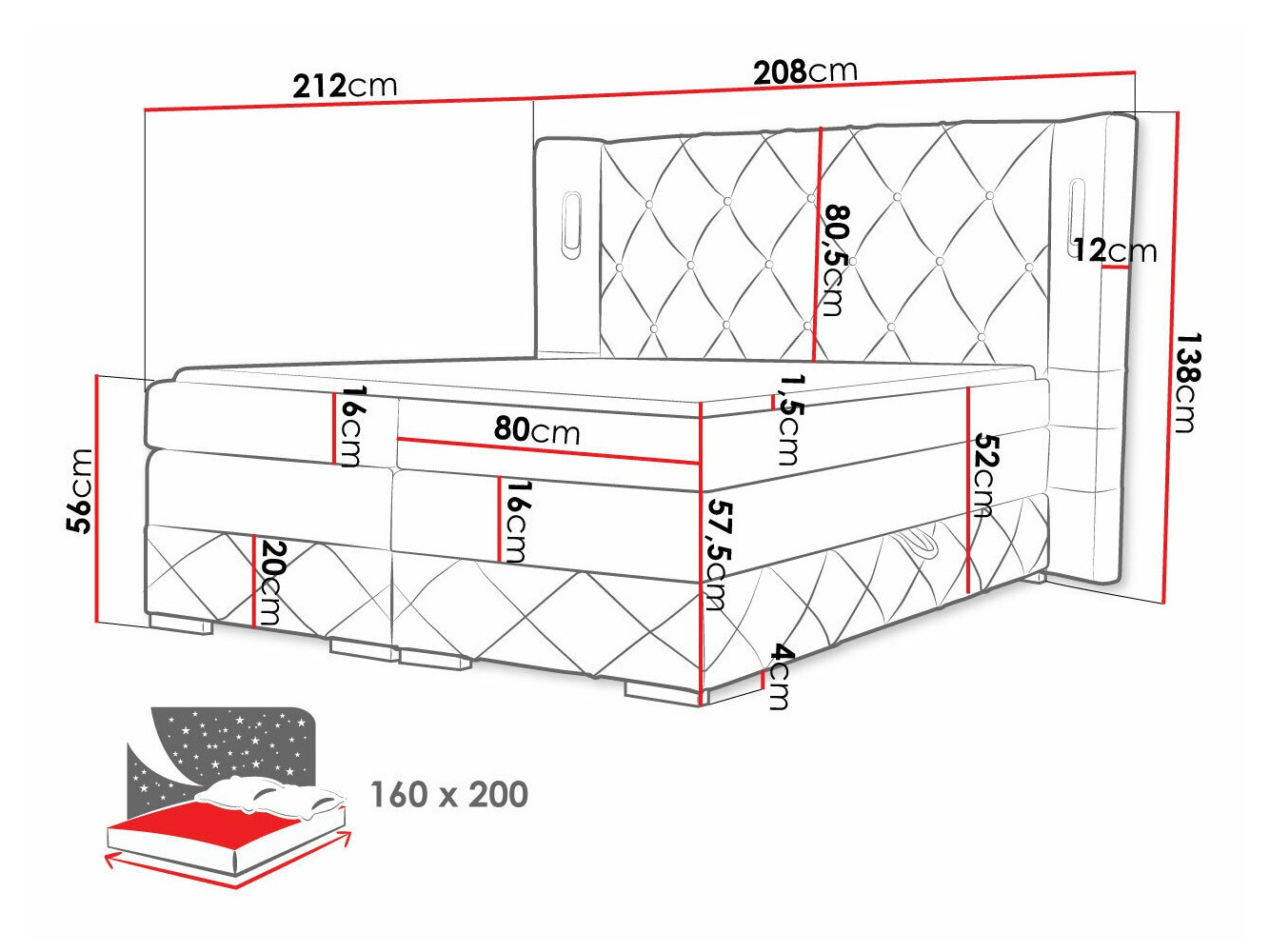 Континентальная кровать Baltimore 187 (Kameleon 04)
