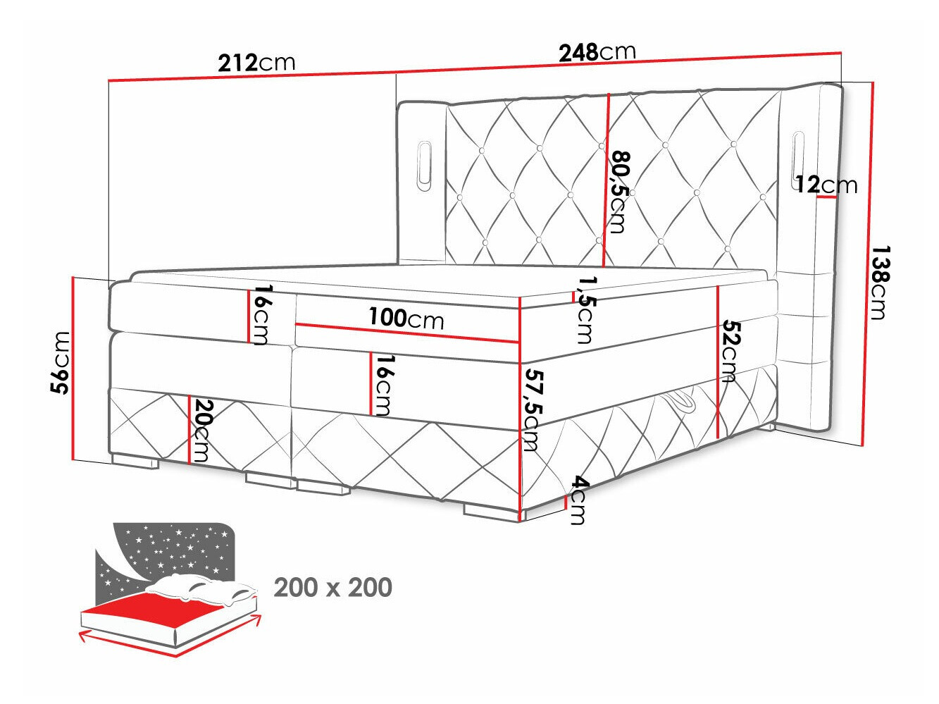 Континентальная кровать Baltimore 187 (Kameleon 48)