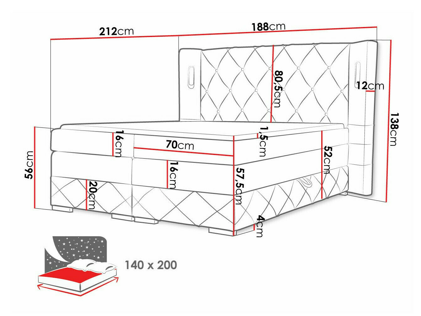 Континентальная кровать Baltimore 187 (Kameleon 59)