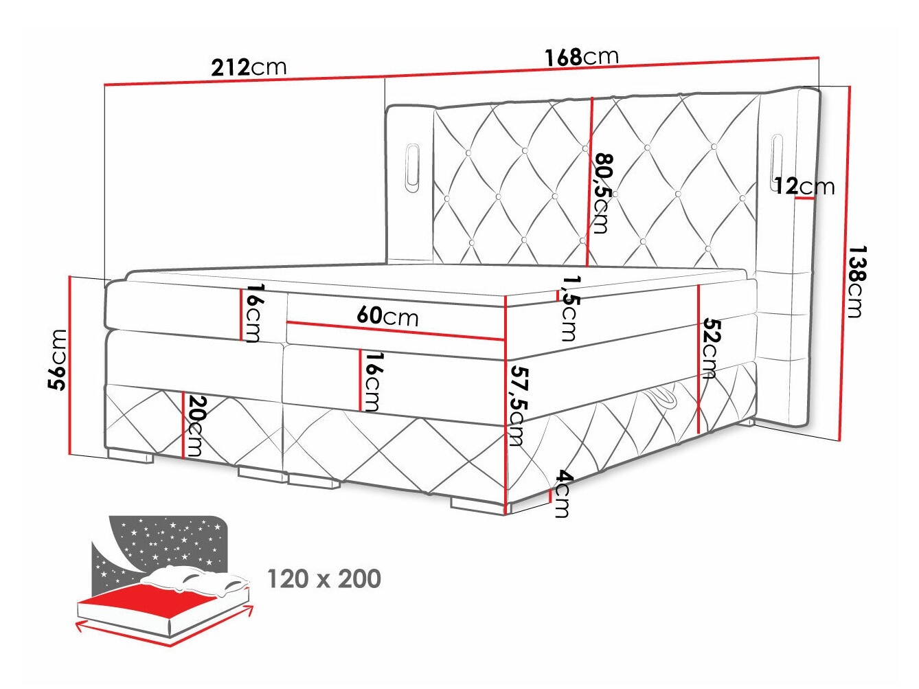 Континентальная кровать Baltimore 187 (Kameleon 84)