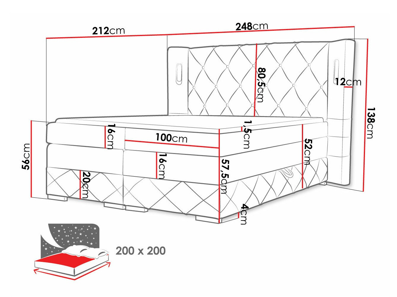 Континентальная кровать Baltimore 187 (Kameleon 92)