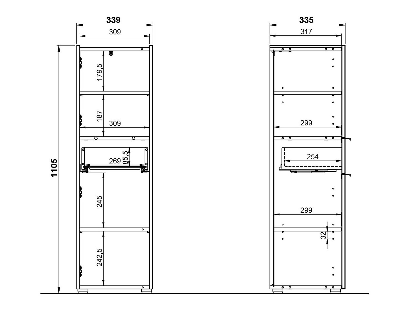 Набор для ванной комнаты Ventei 106 (Графит + Navarra дуб)