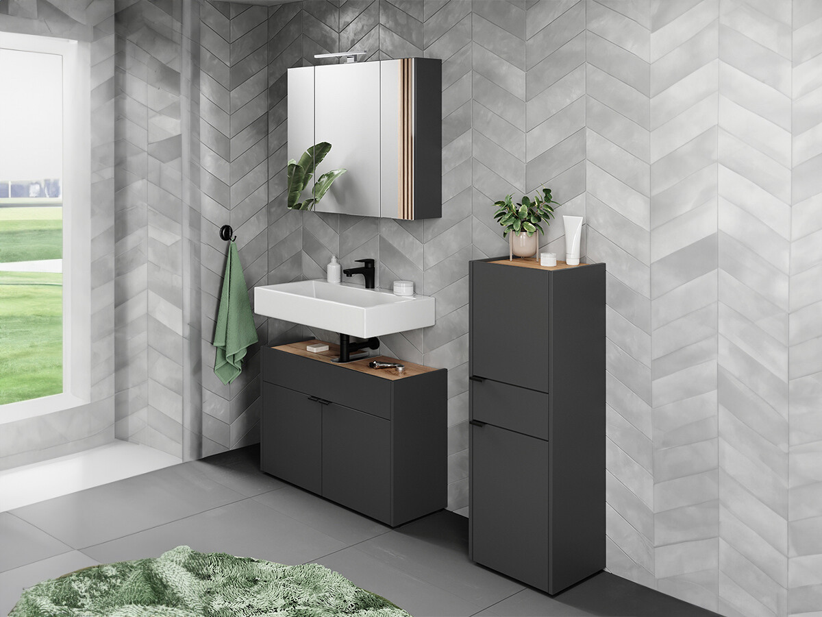 Vannas komplekts Ventei 106 (Grafīts + Navarra ozols)