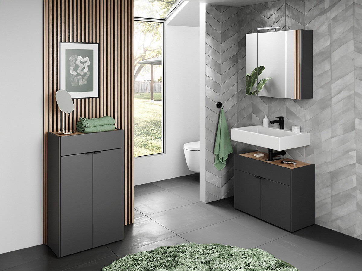Набор для ванной комнаты Ventei 110 (Графит + Navarra дуб)