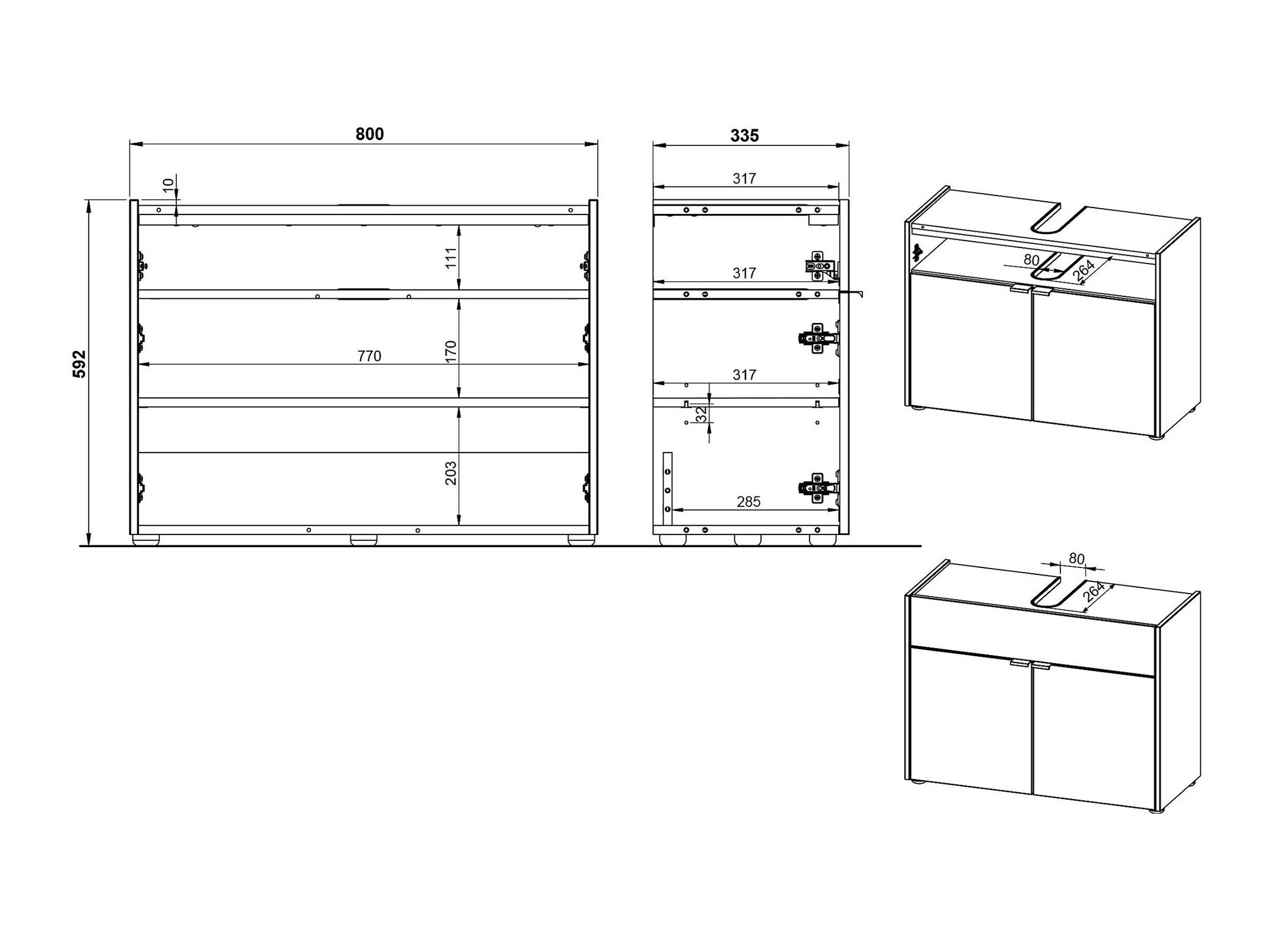 Набор для ванной комнаты Ventei 110 (Графит + Navarra дуб)