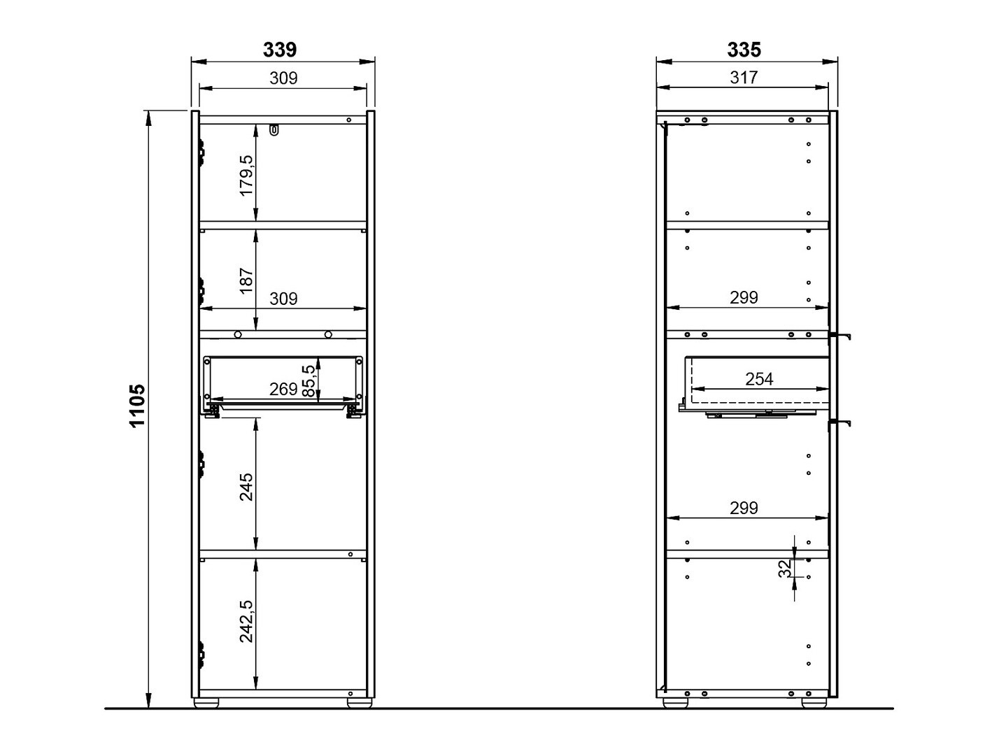 Vannas komplekts Ventei 109 (Grafīts + Navarra ozols)