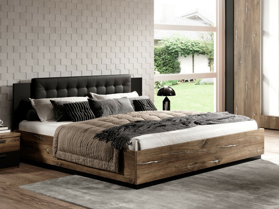 Кровать Felelie 109 (Тёмный "Flagstaf" дуб + Серебряный)