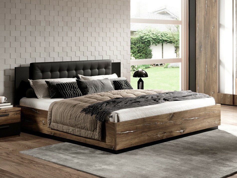 Кровать Felelie 110 (Тёмный "Flagstaf" дуб + Серебряный)