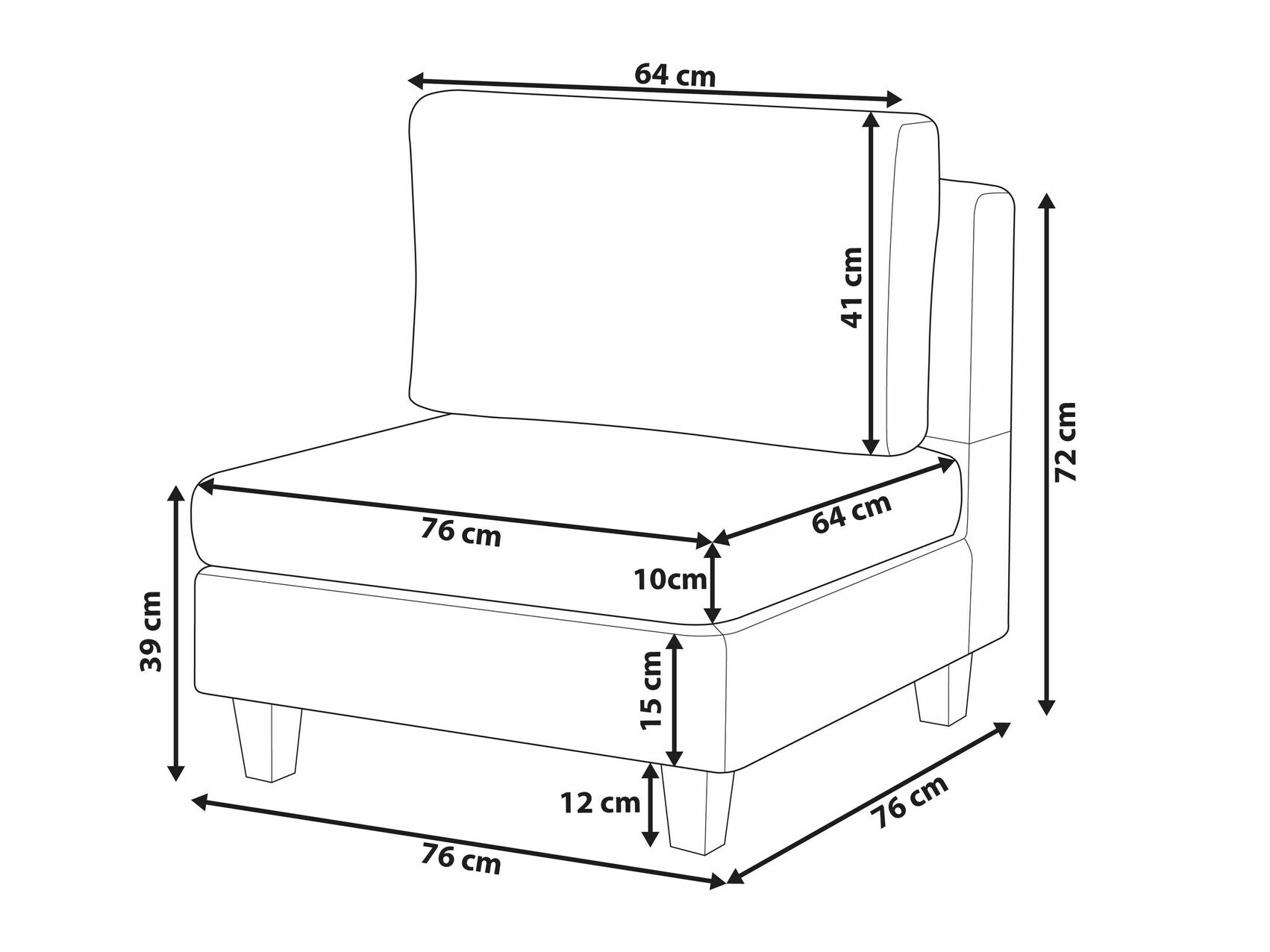 Moduļu atpūtas krēsls Elbmeli 101 (Melns)