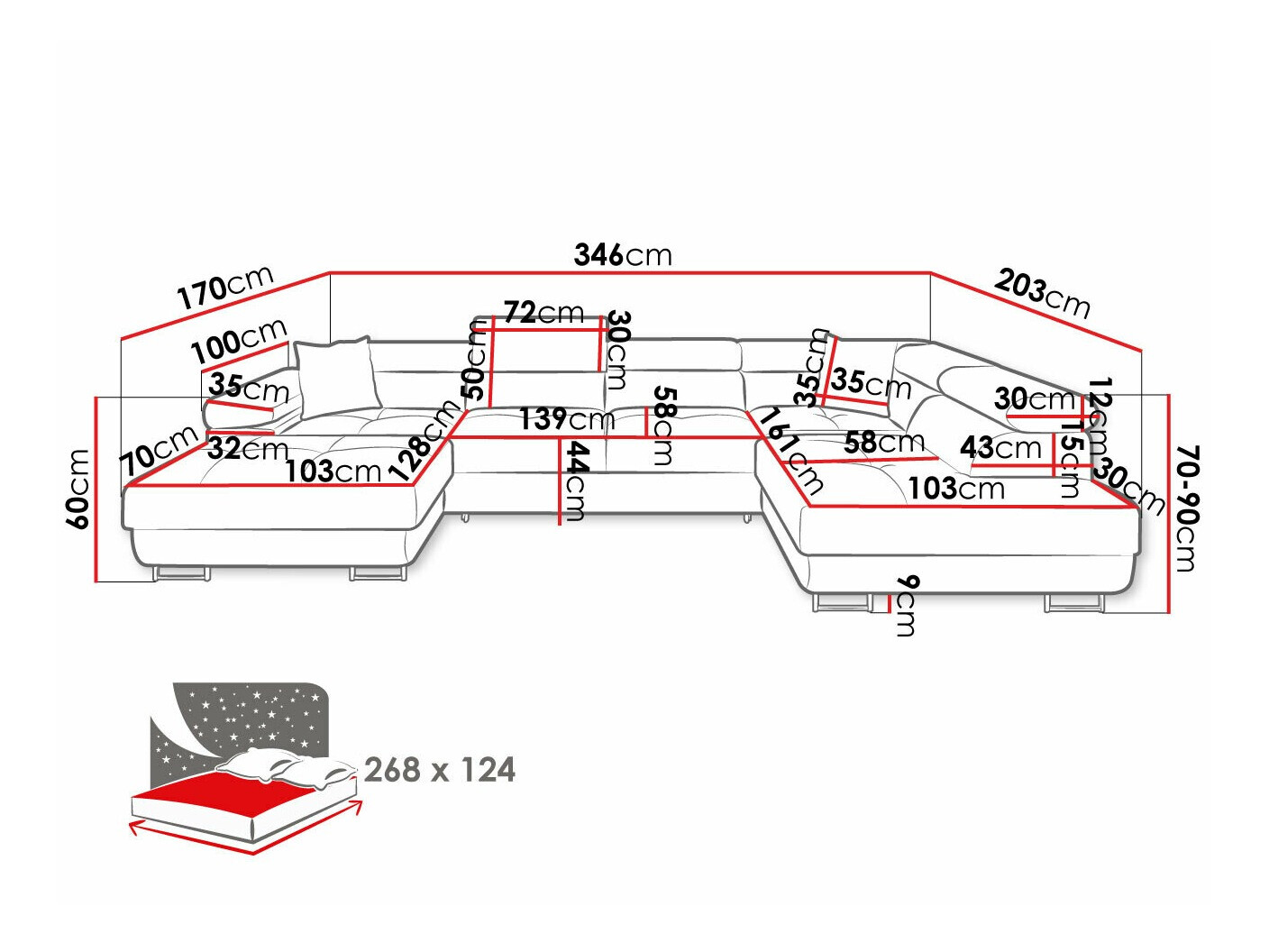Stūra dīvāns Comfivo Eliferu 103 (Manila 18)