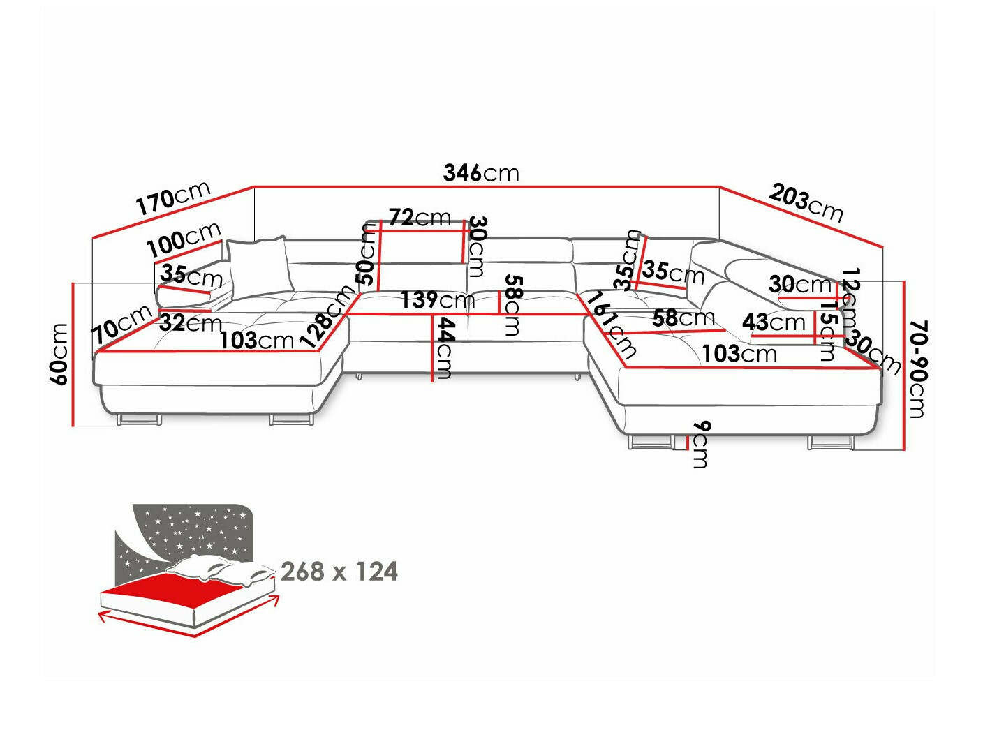 Stūra dīvāns Comfivo Eliferu 103 (Manila 18)