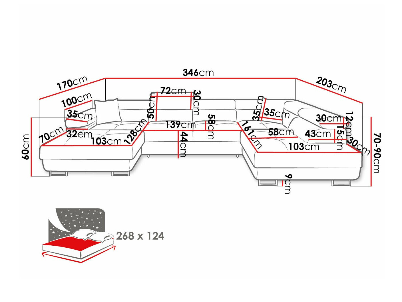 Stūra dīvāns Comfivo Eliferu 103 (Manila 26)