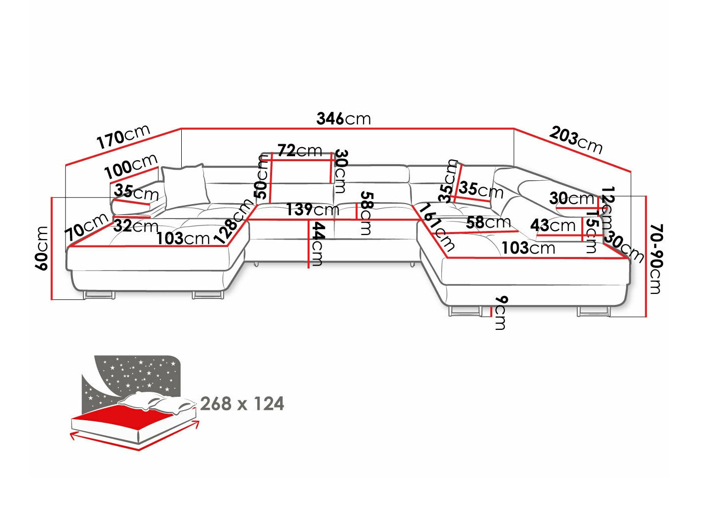 Угловой диван Comfivo Eliferu 103 (Poso 135)