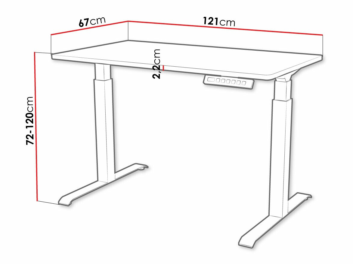 Rakstāmgalds ar regulējamu augstumu Charlotte 194 (Melns)