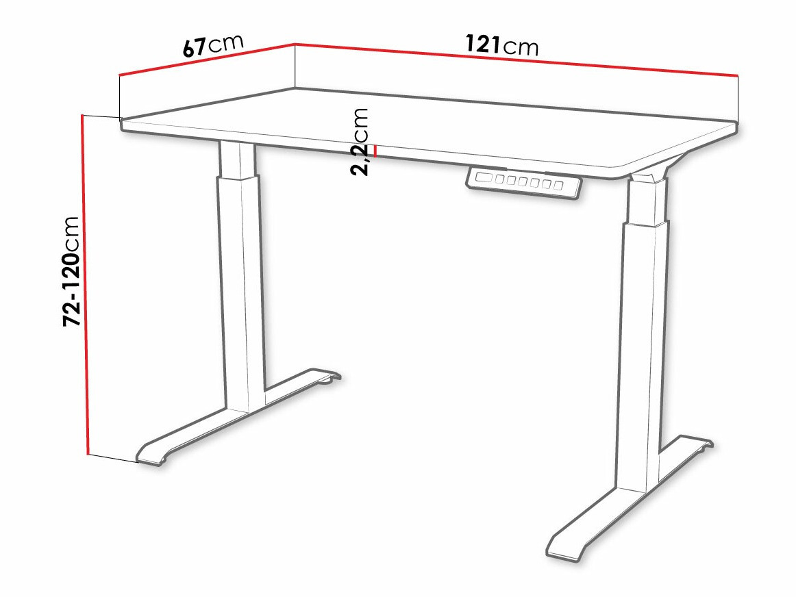 Rakstāmgalds ar regulējamu augstumu Charlotte 194 (Votan ozols + Melns)