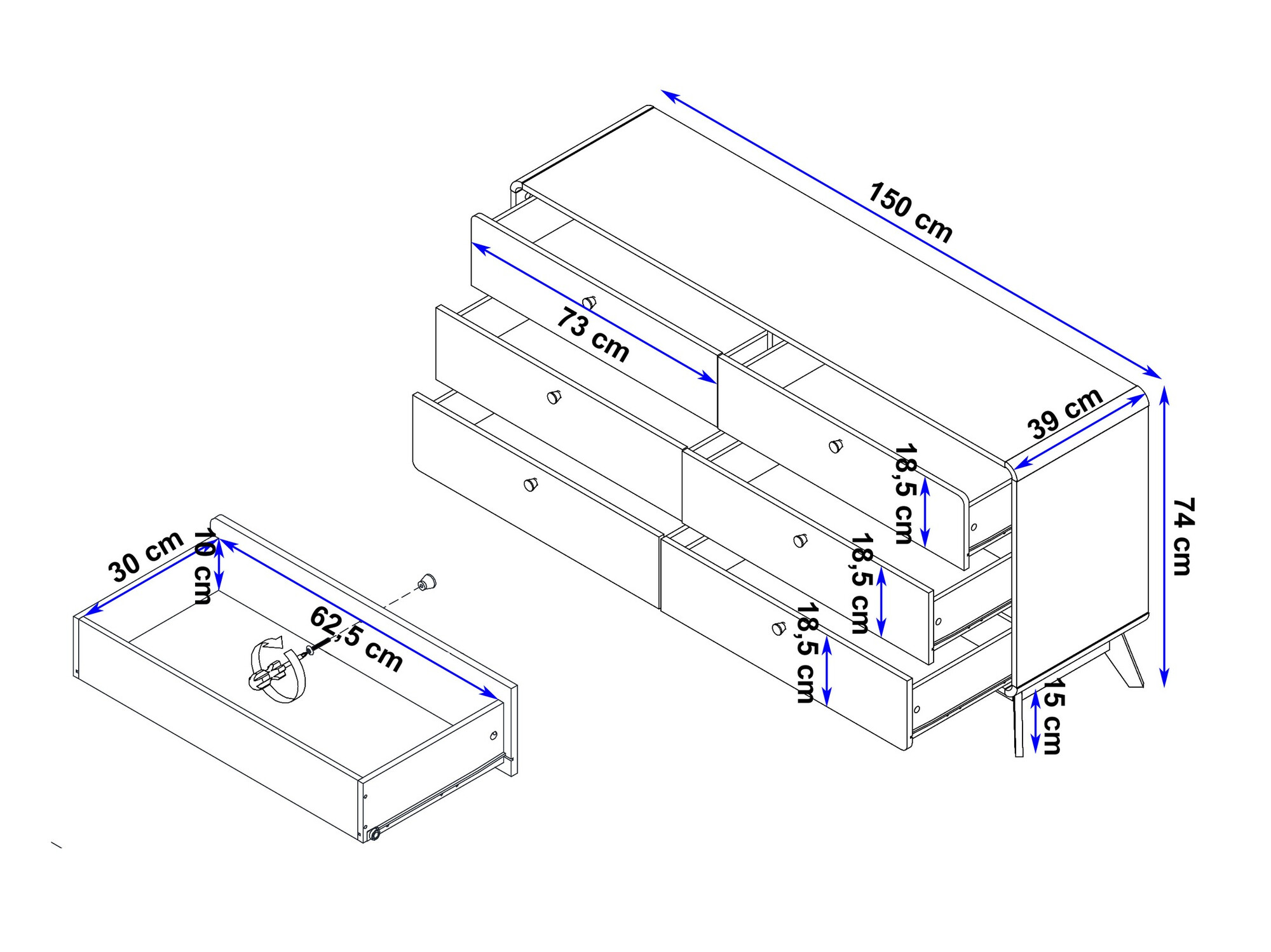 Kомод Elbtena 101 (Белый + Дуб)