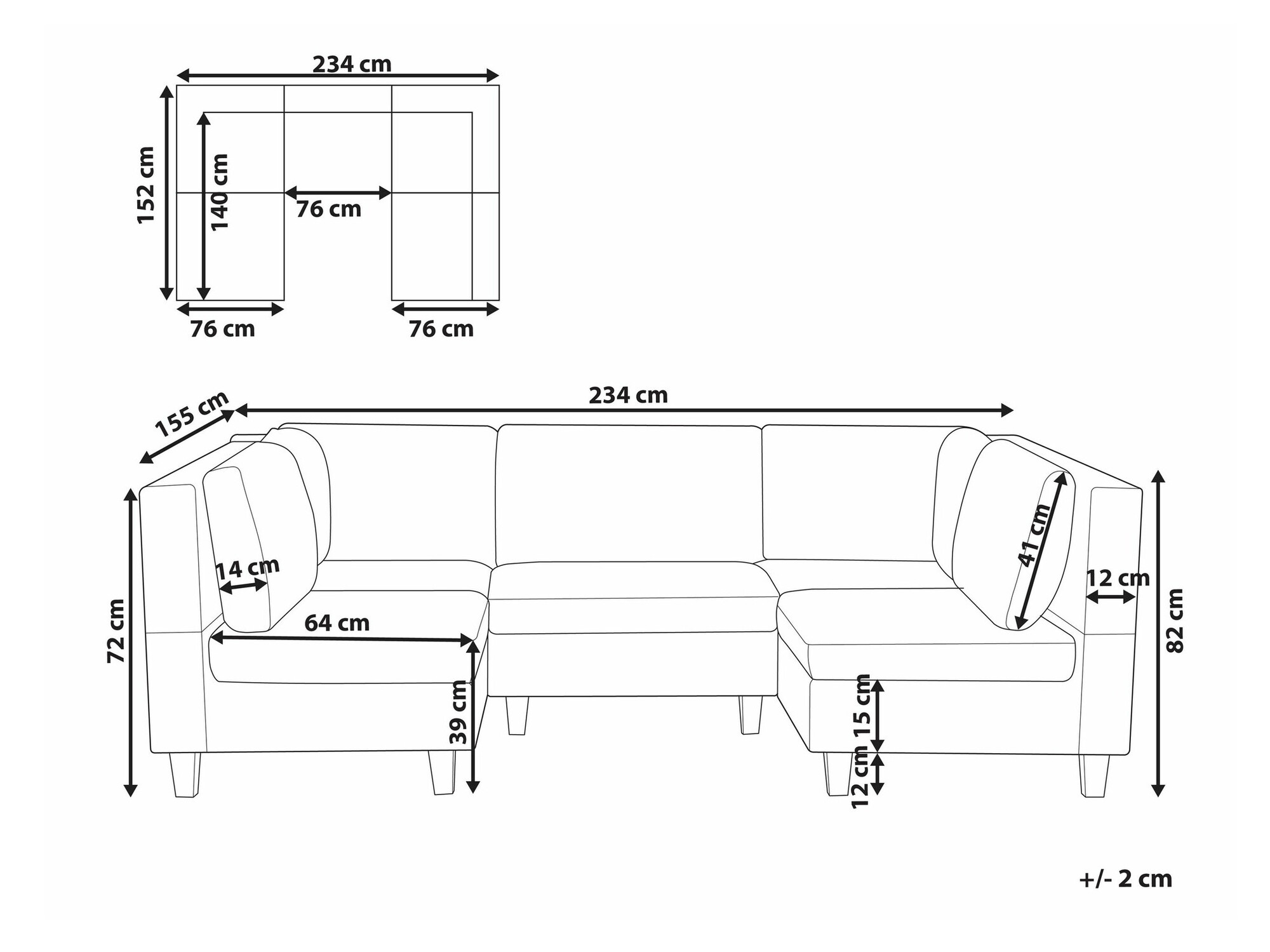 Модульный угловой диван Elbmeli 104 (Чёрный)