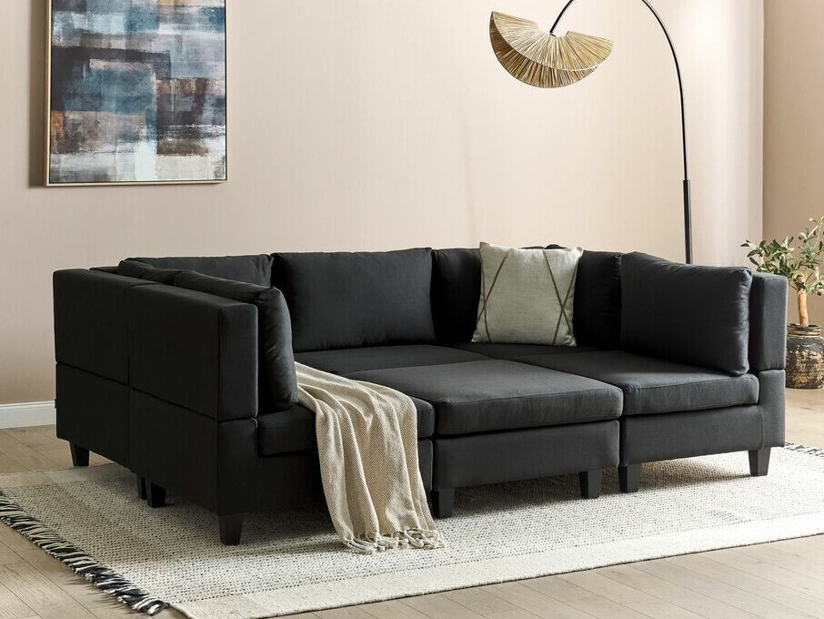 Moduļu stūra dīvāns Elbmeli 104 (Melns)