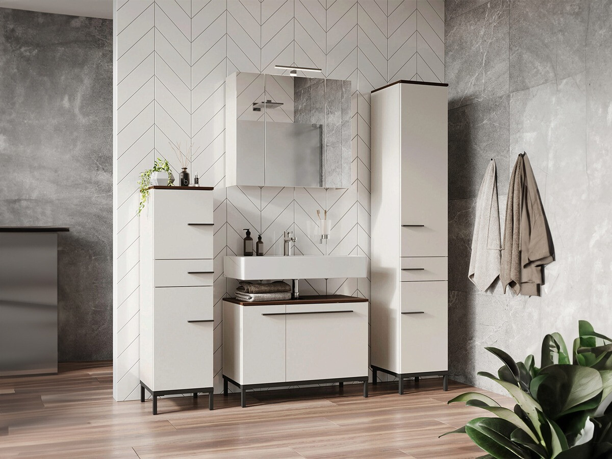 Набор для ванной комнаты Ruvlevu 105 (Светло-серый + Орех)