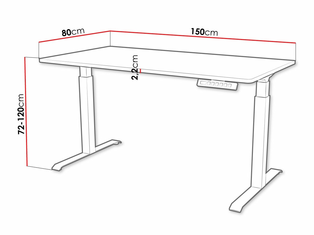 Rakstāmgalds ar regulējamu augstumu Charlotte 195 (Balts + Melns)
