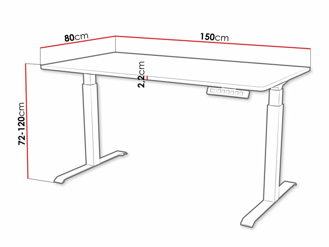 Rakstāmgalds ar regulējamu augstumu Charlotte 195 (Melns)