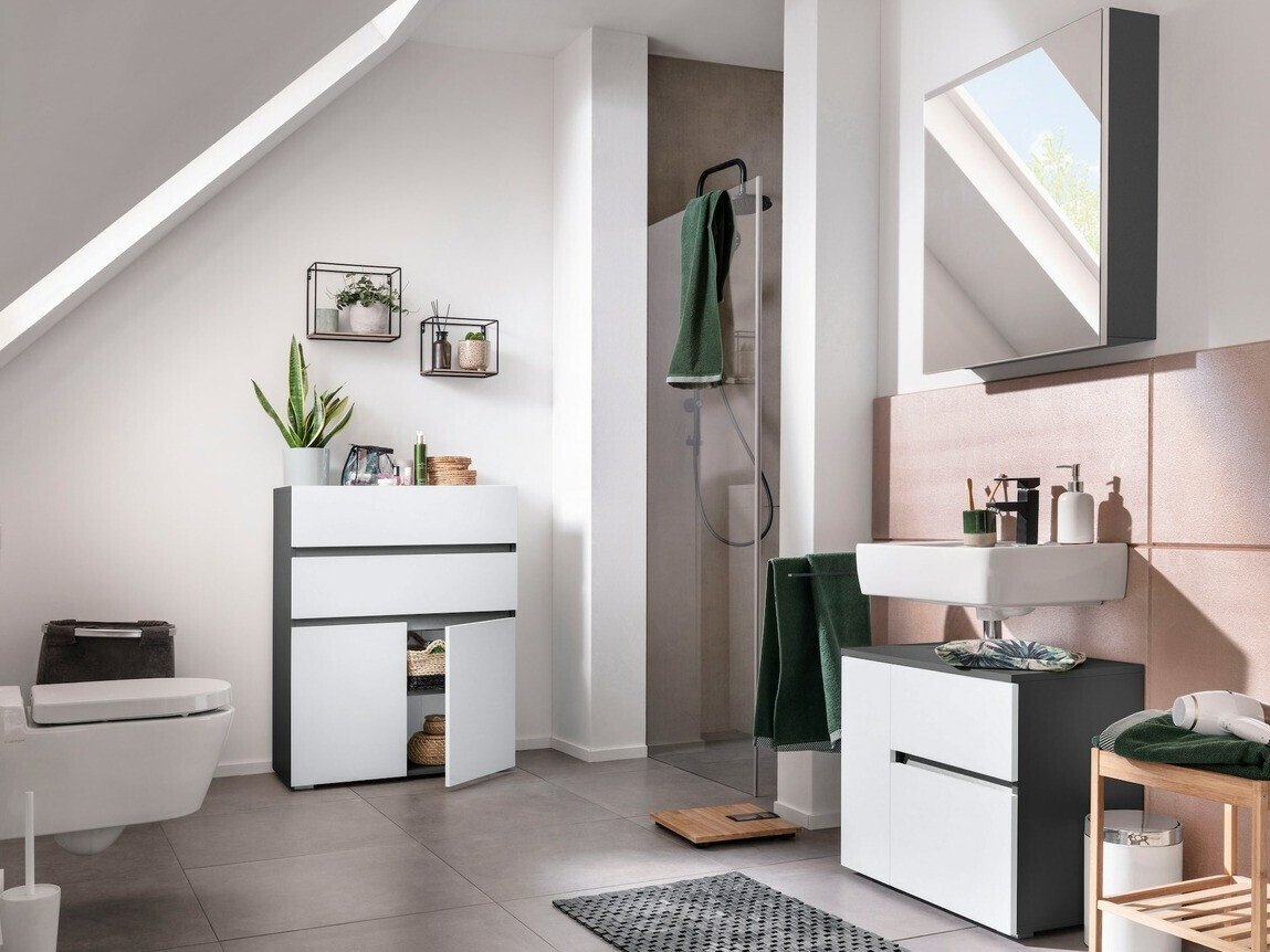 Stāvošs vannas skapītis Soncamu 101 (Balts + Antracīts)