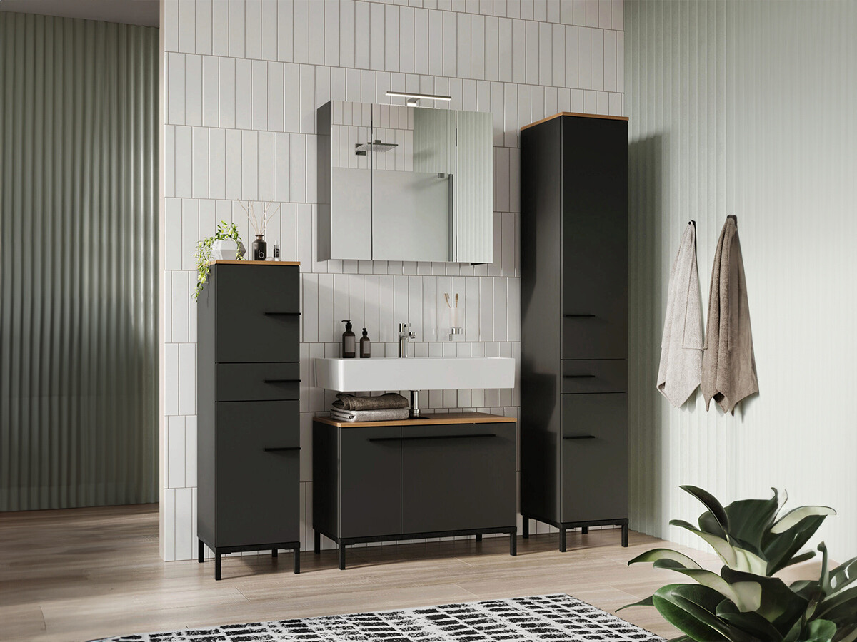 Vannas komplekts Ruvlevu 105 (Grafīts + Navarra ozols)