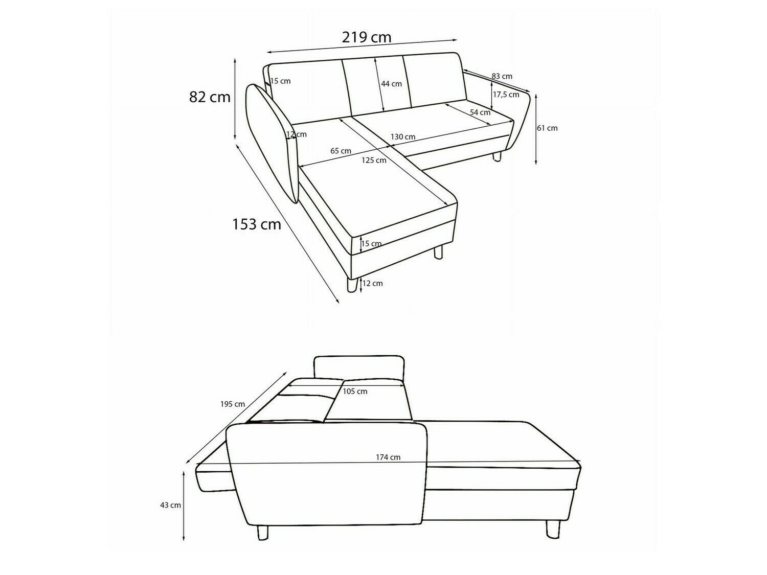 Stūra dīvāns Tulsa 557 (Antracīts)