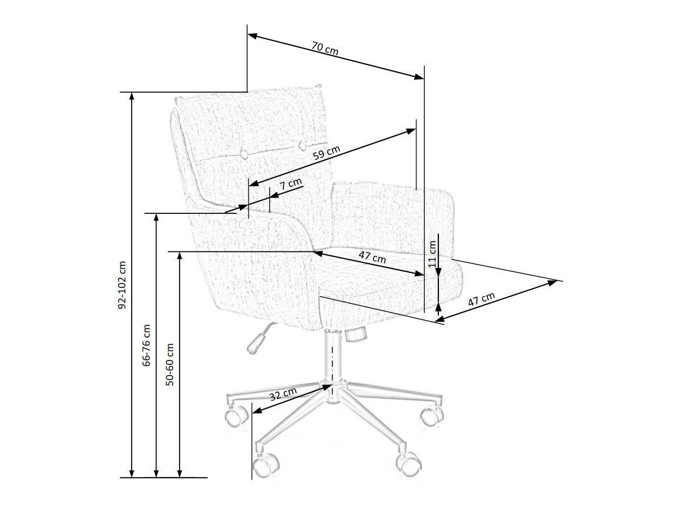 Biroja krēsls Houston 1262 (Gaiši pelēks)