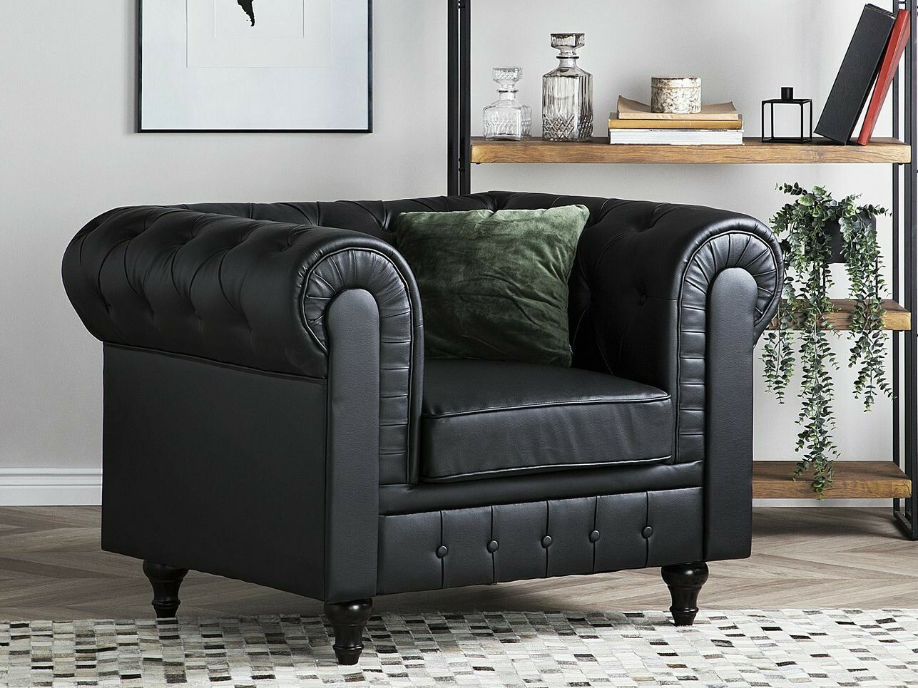 Chesterfield krēsls Cirdoro 107 (Melns)