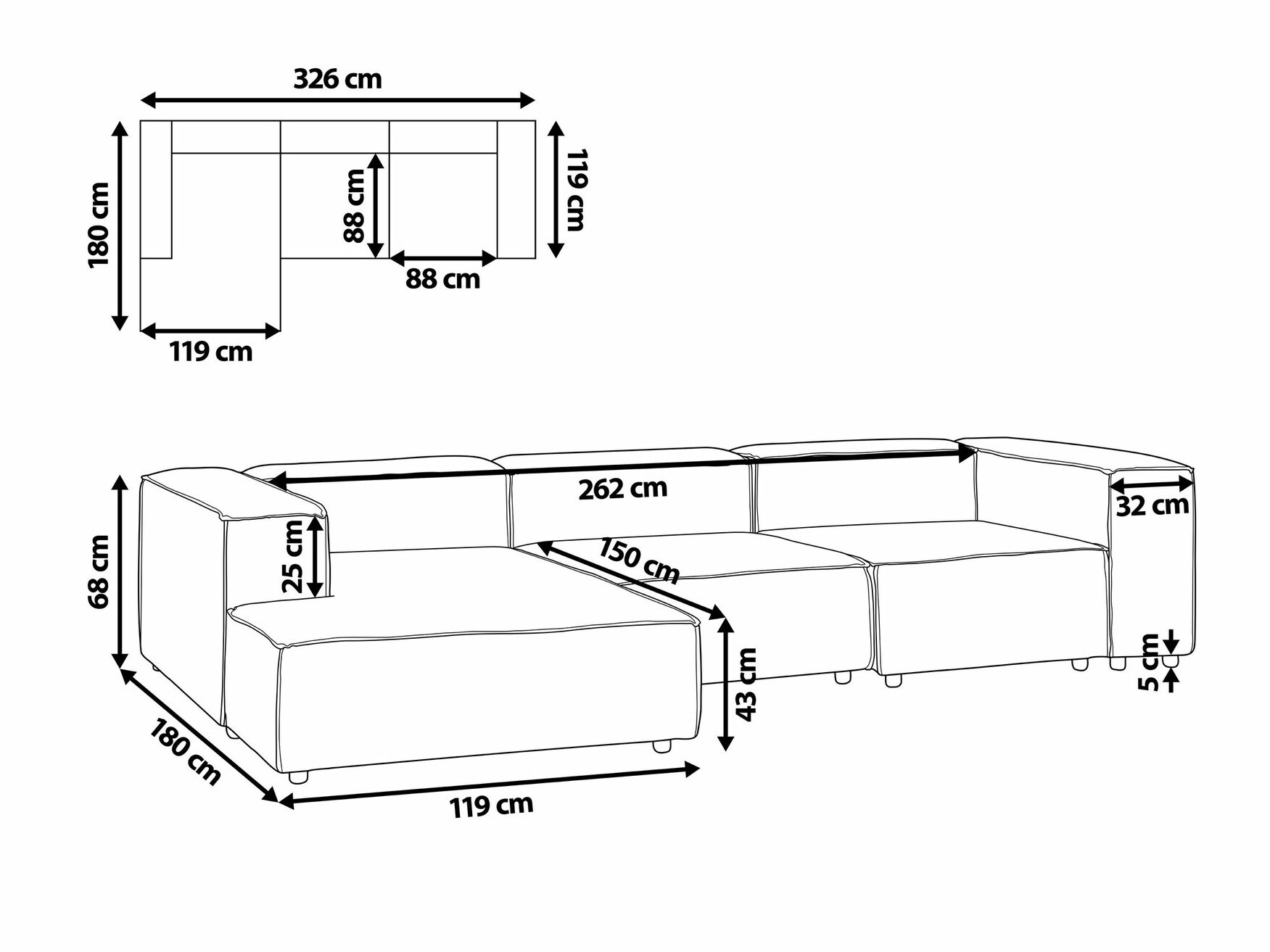 Модульный угловой диван Enofloi 105 (Бежевый)